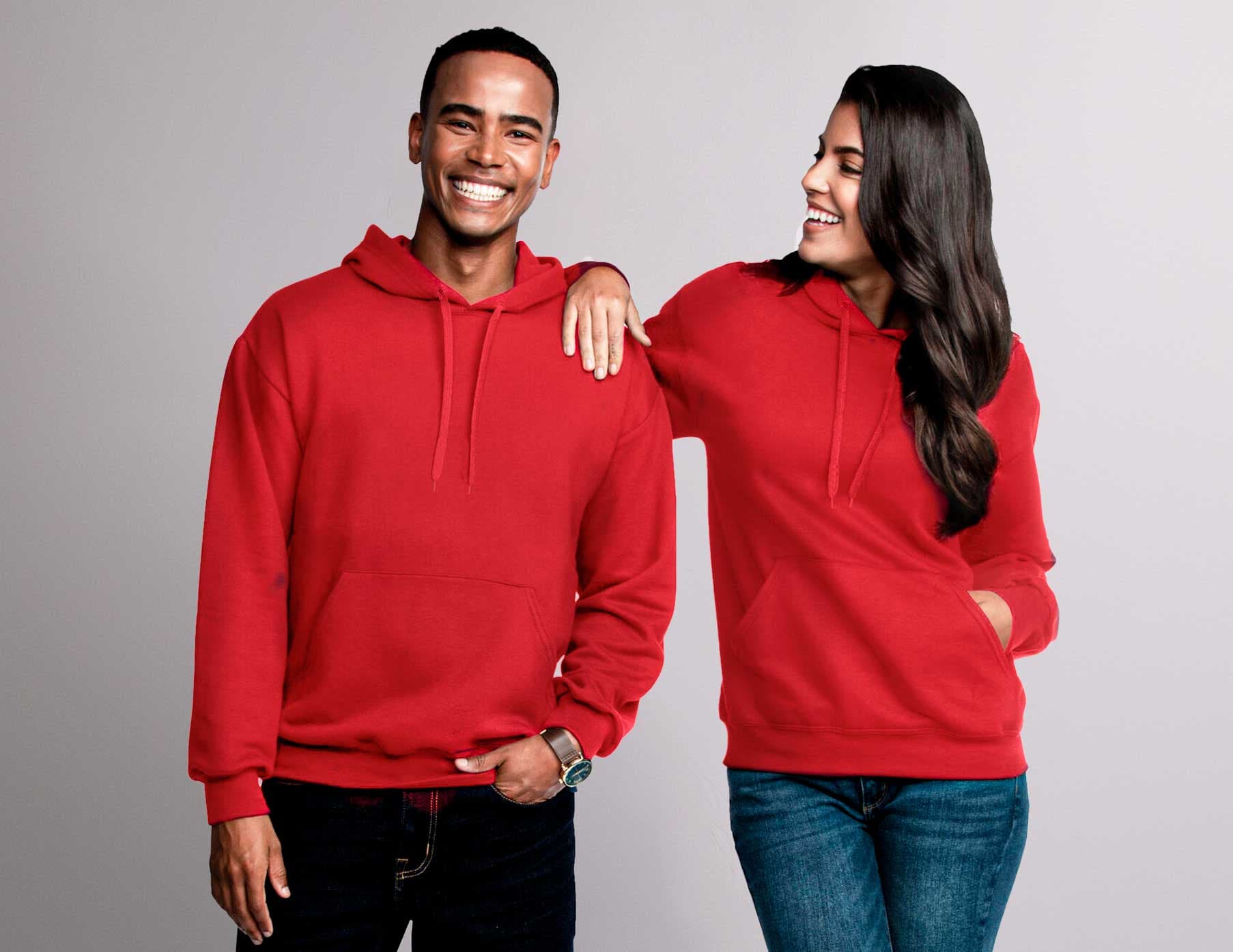 Red hoodies couple
